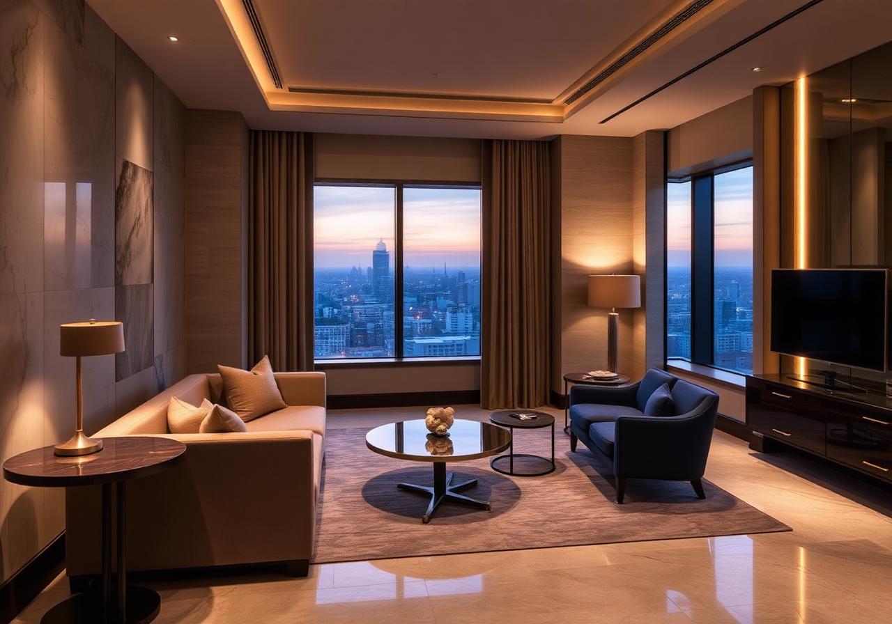 Mayfair Suite, view of Hyde Park at dusk